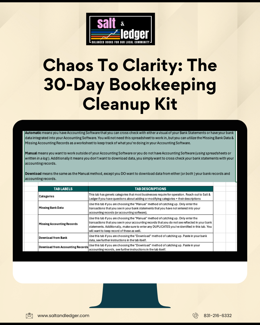 Chaos To Clarity: The 30-Day Bookkeeping Cleanup Kit